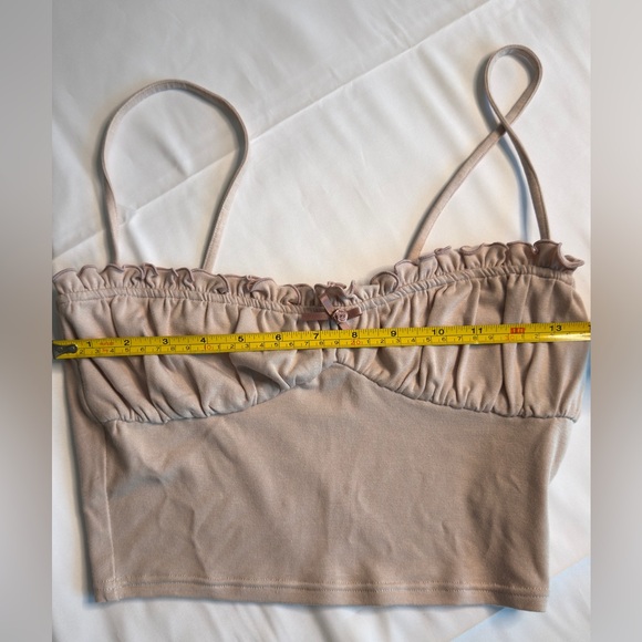 Lace made Tan Ruffled Crop Top - Picture 2 of 5